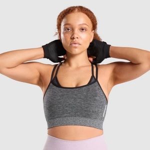 Gymshark Adapt Marl Sports Bra Size Medium Gray and Black